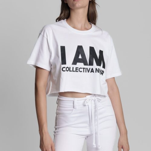 I am Bold Crop Tee White