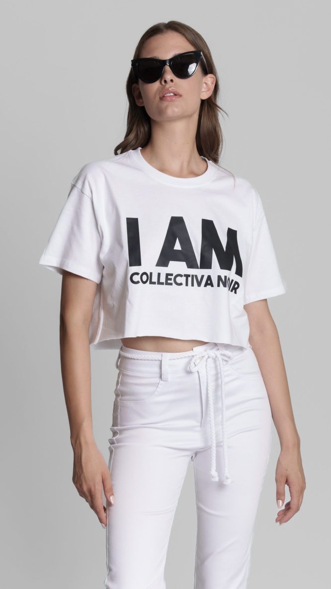 I am Bold Crop Tee White