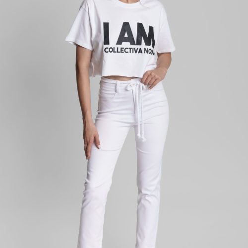 I am Bold Crop Tee White