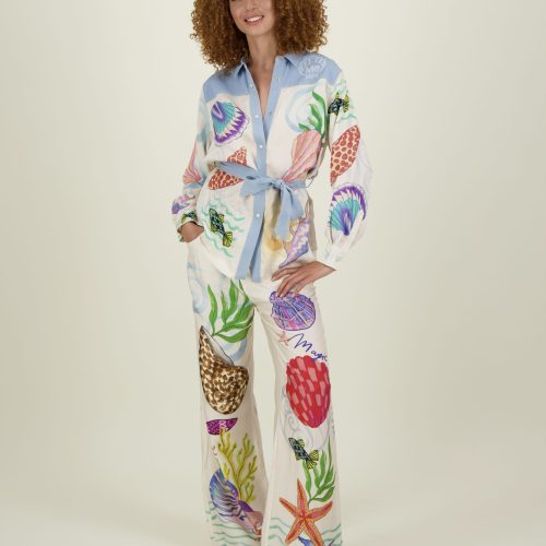 Crystal Combined Denim Shirt