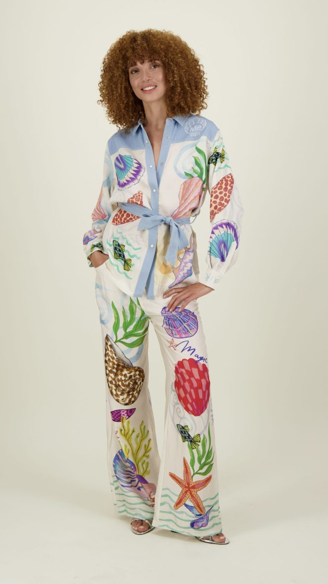 Crystal Combined Denim Shirt