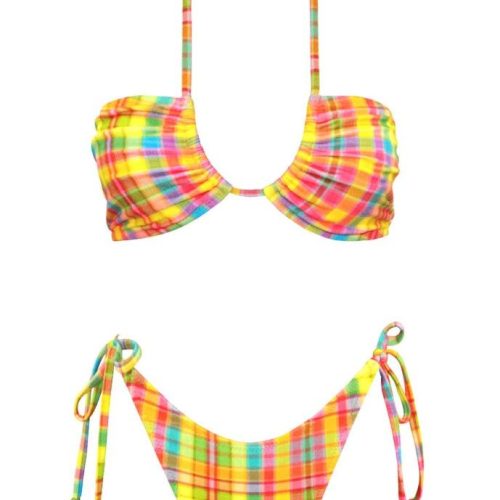 Yellow Plaid Reverse Triangle Bikini