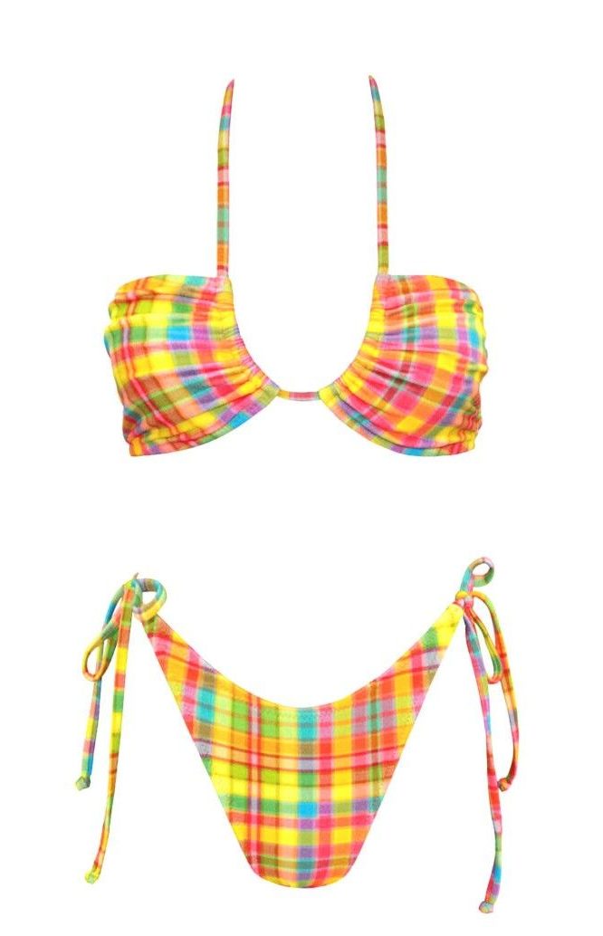 Yellow Plaid Reverse Triangle Bikini