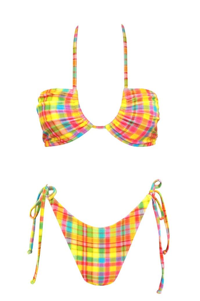 Yellow Plaid Reverse Triangle Bikini