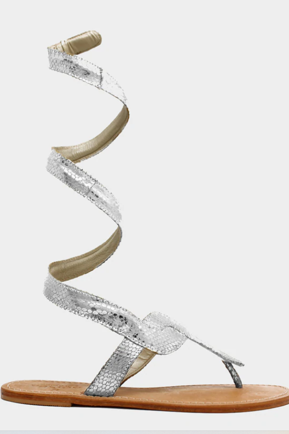 Cobra Wrap Sandals-Silver