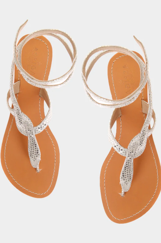 Cobra Wrap Sandals-Silver