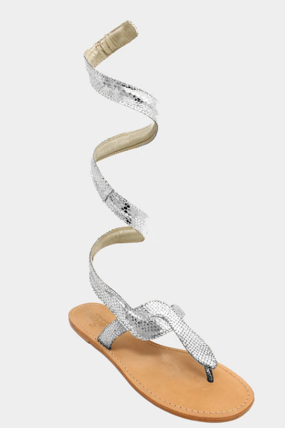 Cobra Wrap Sandals-Silver