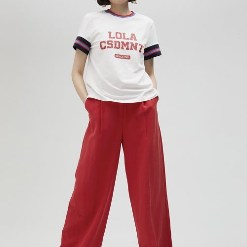 T-Shirt with Striped Sleeves