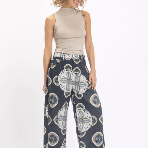 Vishnu Charcoal Flower Print Pants