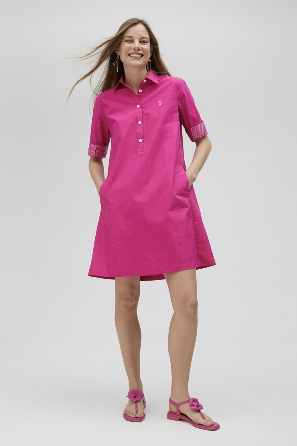 Poplin Dress With Rhinestone Details