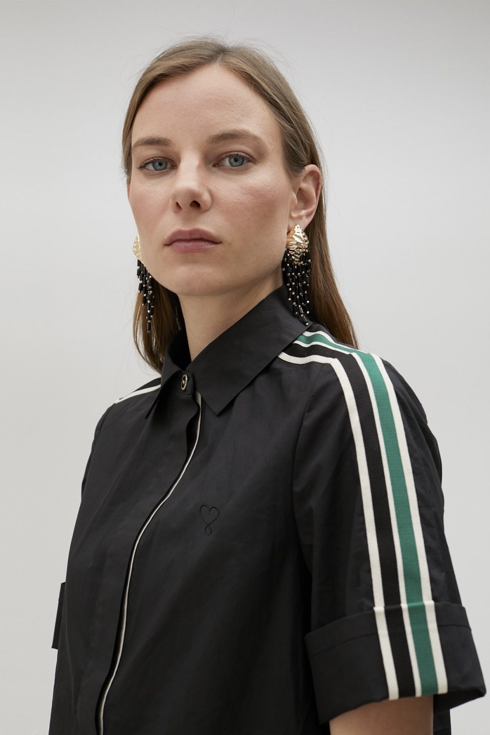 Poplin Black Mini Shirt Dress