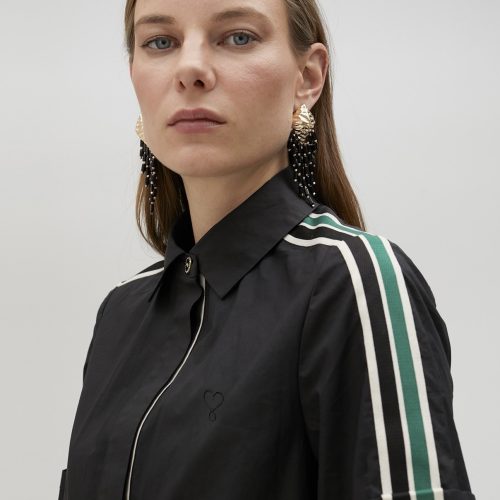 Poplin Black Mini Shirt Dress