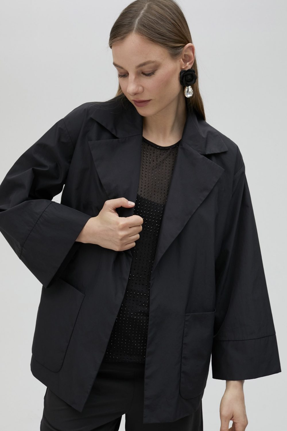 Technical Blazer With Kimono Sleeves