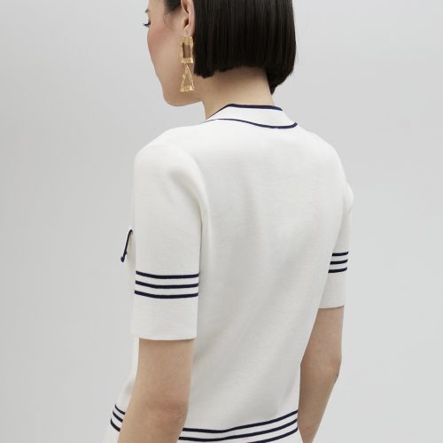 Two-Tone Short-Sleeved Sweater