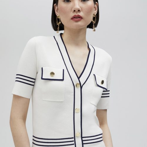 Two-Tone Short-Sleeved Sweater