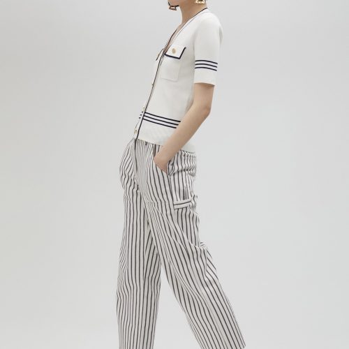 Two-Tone Short-Sleeved Sweater