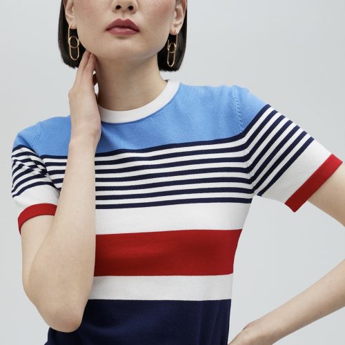 Multicoloured Knit Sweater With Short Sleeves