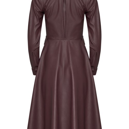 Burgundy Midi Dress With Buttons