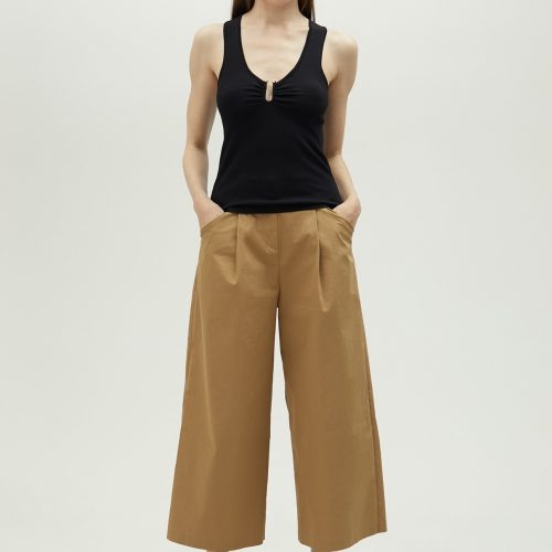 Wide Leg Camel Trousers