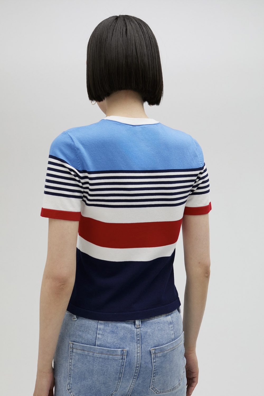 Multicoloured Knit Sweater With Short Sleeves