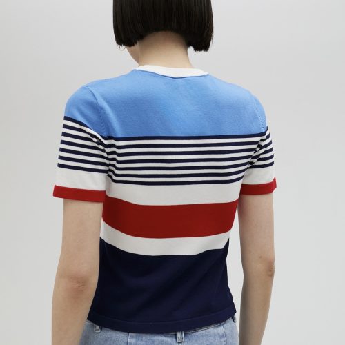 Multicoloured Knit Sweater With Short Sleeves