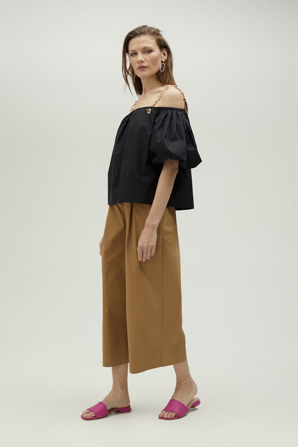 Wide Leg Camel Trousers