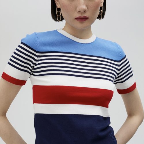 Multicoloured Knit Sweater With Short Sleeves