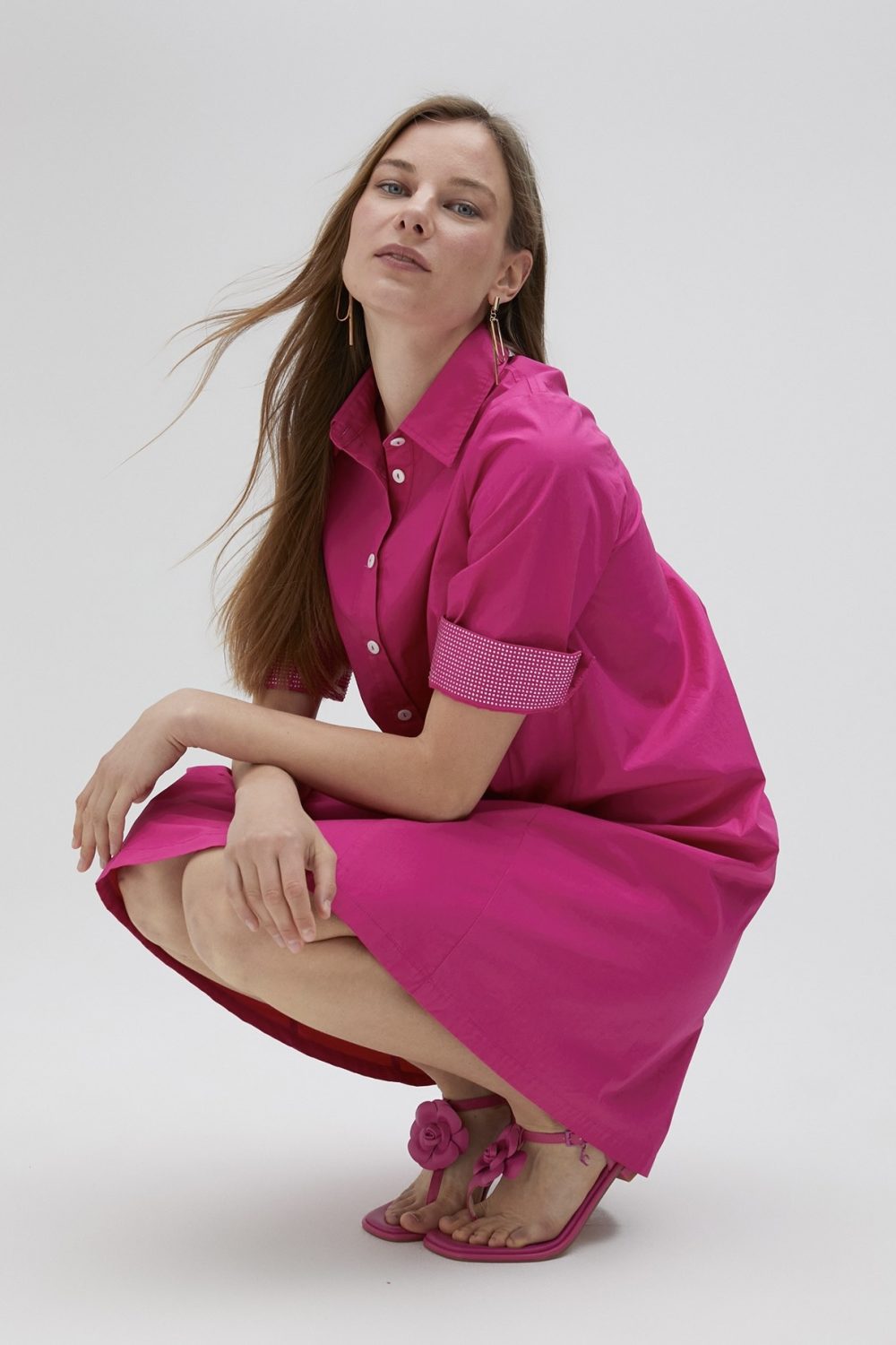 Poplin Dress With Rhinestone Details