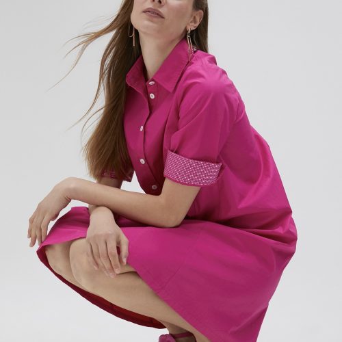 Poplin Dress With Rhinestone Details