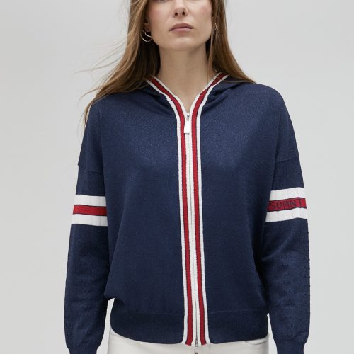 Sporty Stripe Knit Hoodie