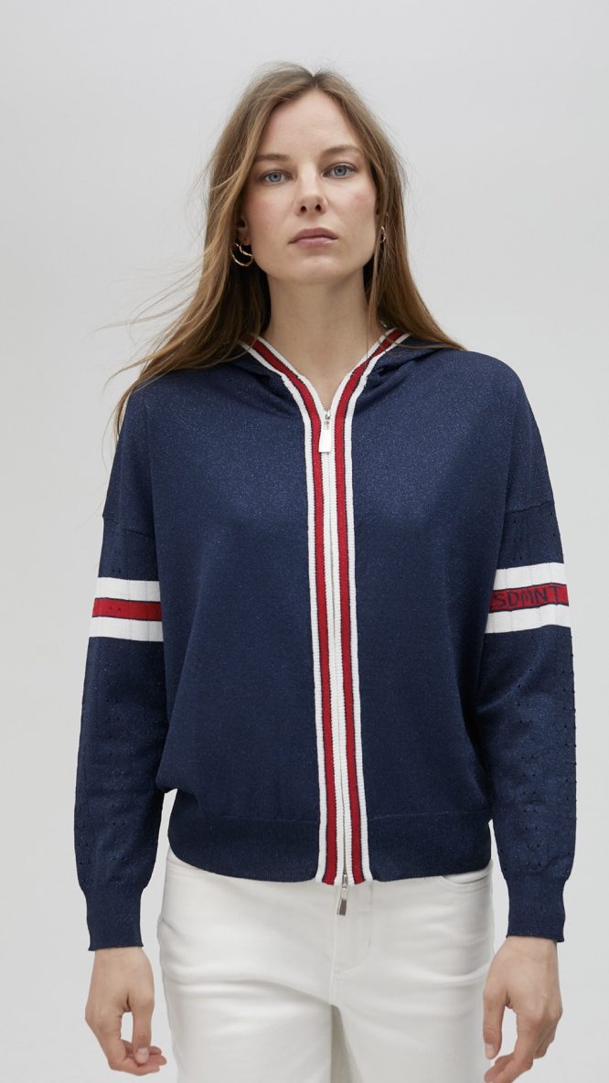 Sporty Stripe Knit Hoodie