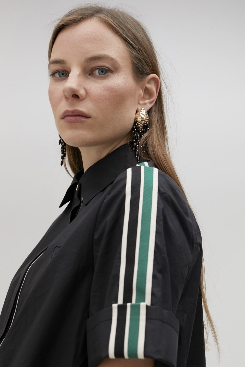 Poplin Black Mini Shirt Dress