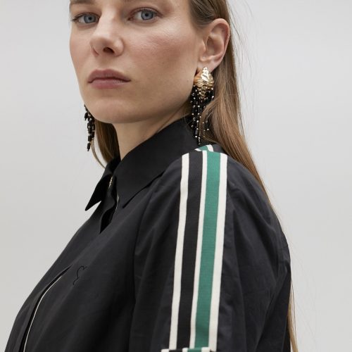 Poplin Black Mini Shirt Dress