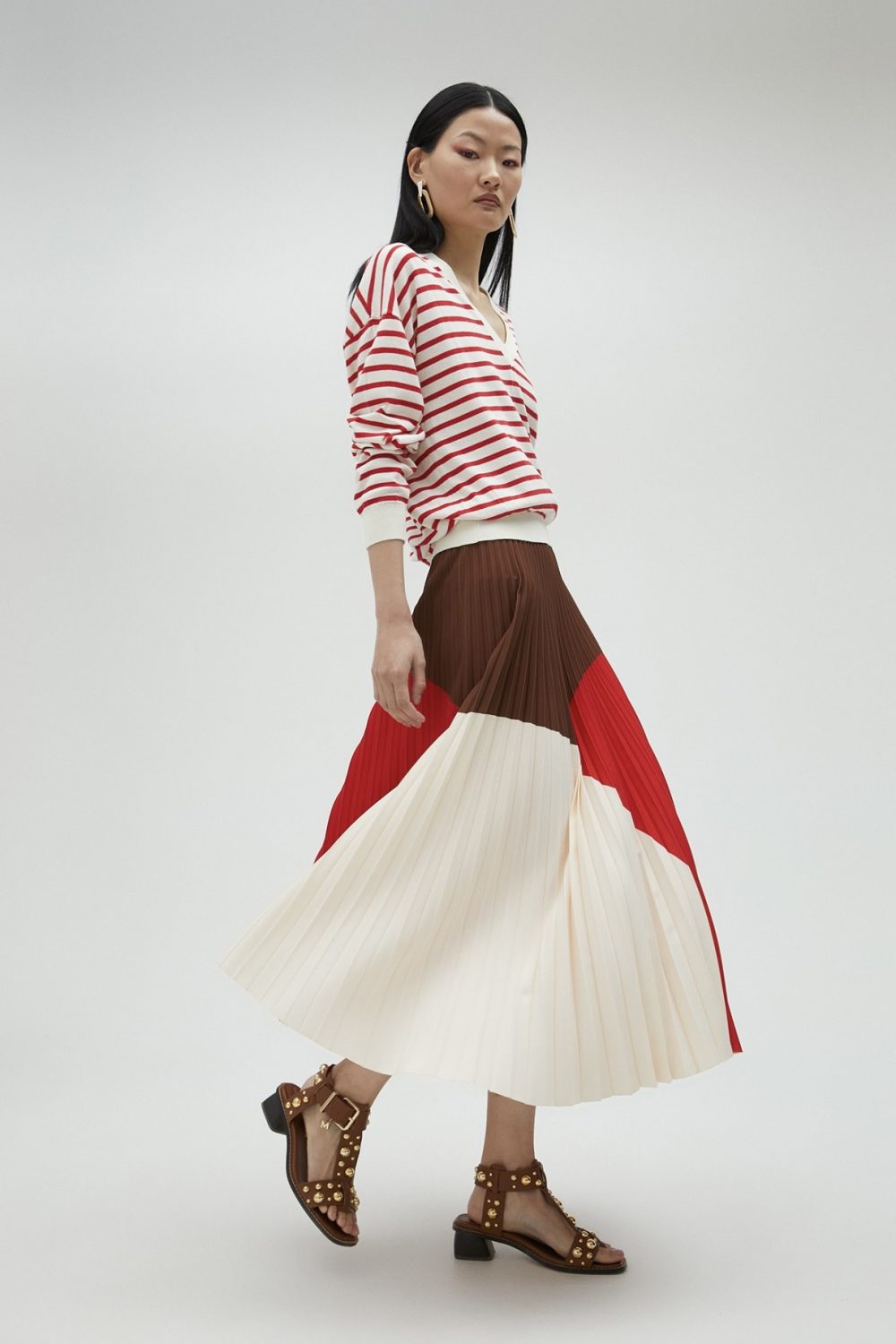 Three-Tone Pink Pleated Dress