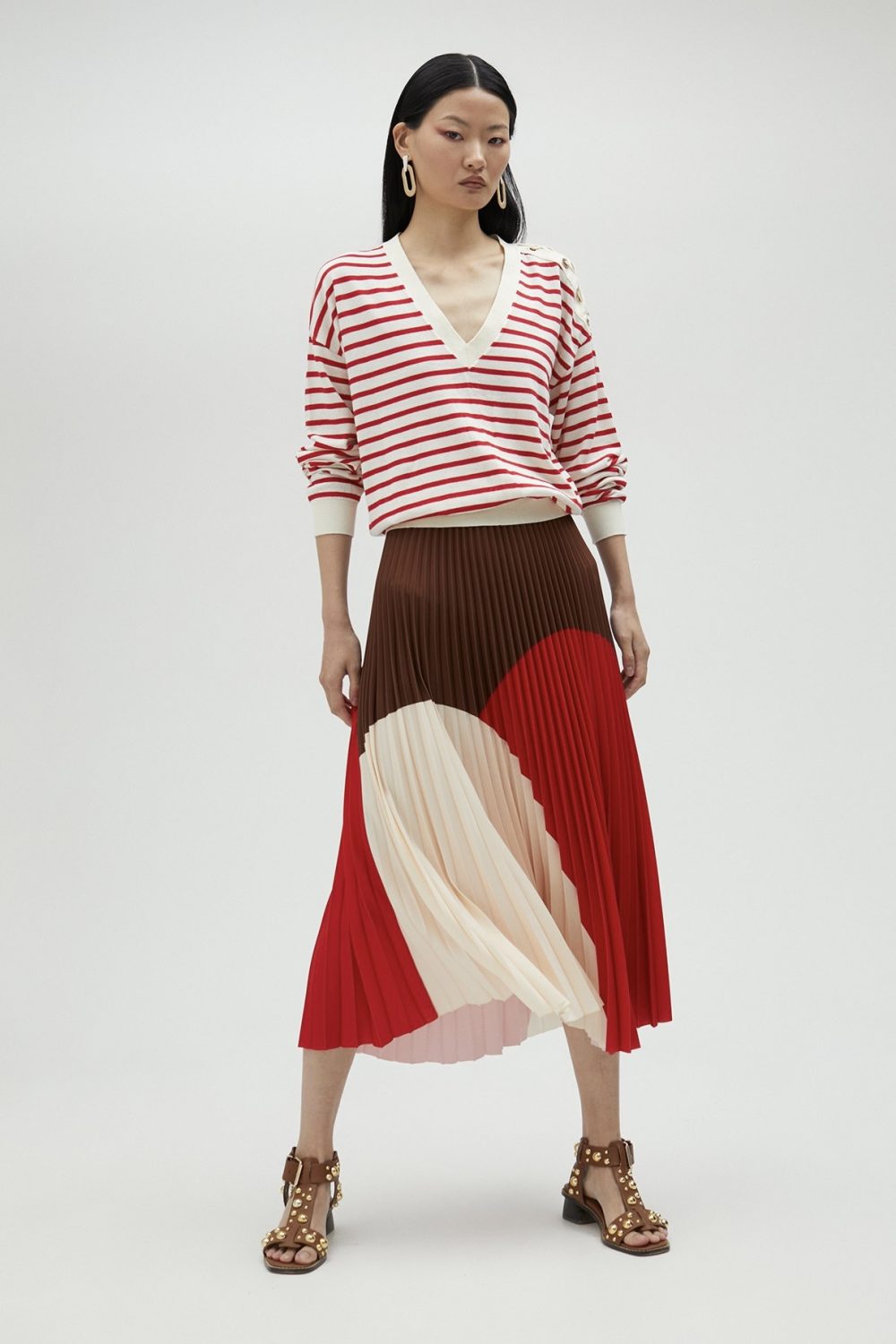 Three-Tone Pink Pleated Dress