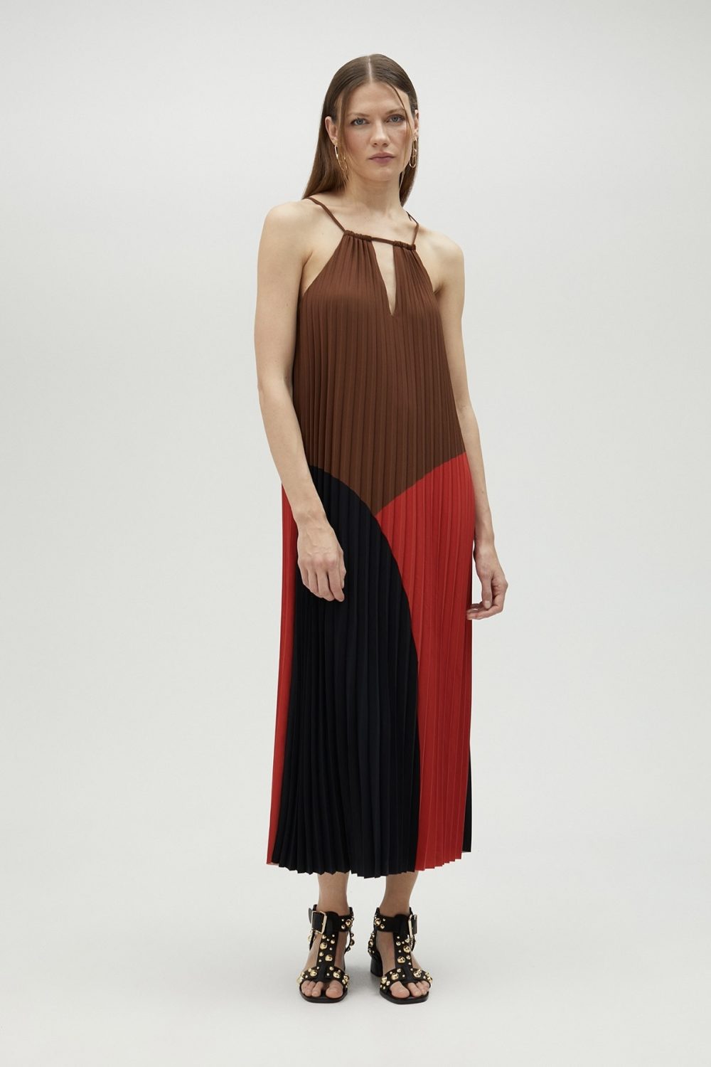 Three-Tone Pink Pleated Dress