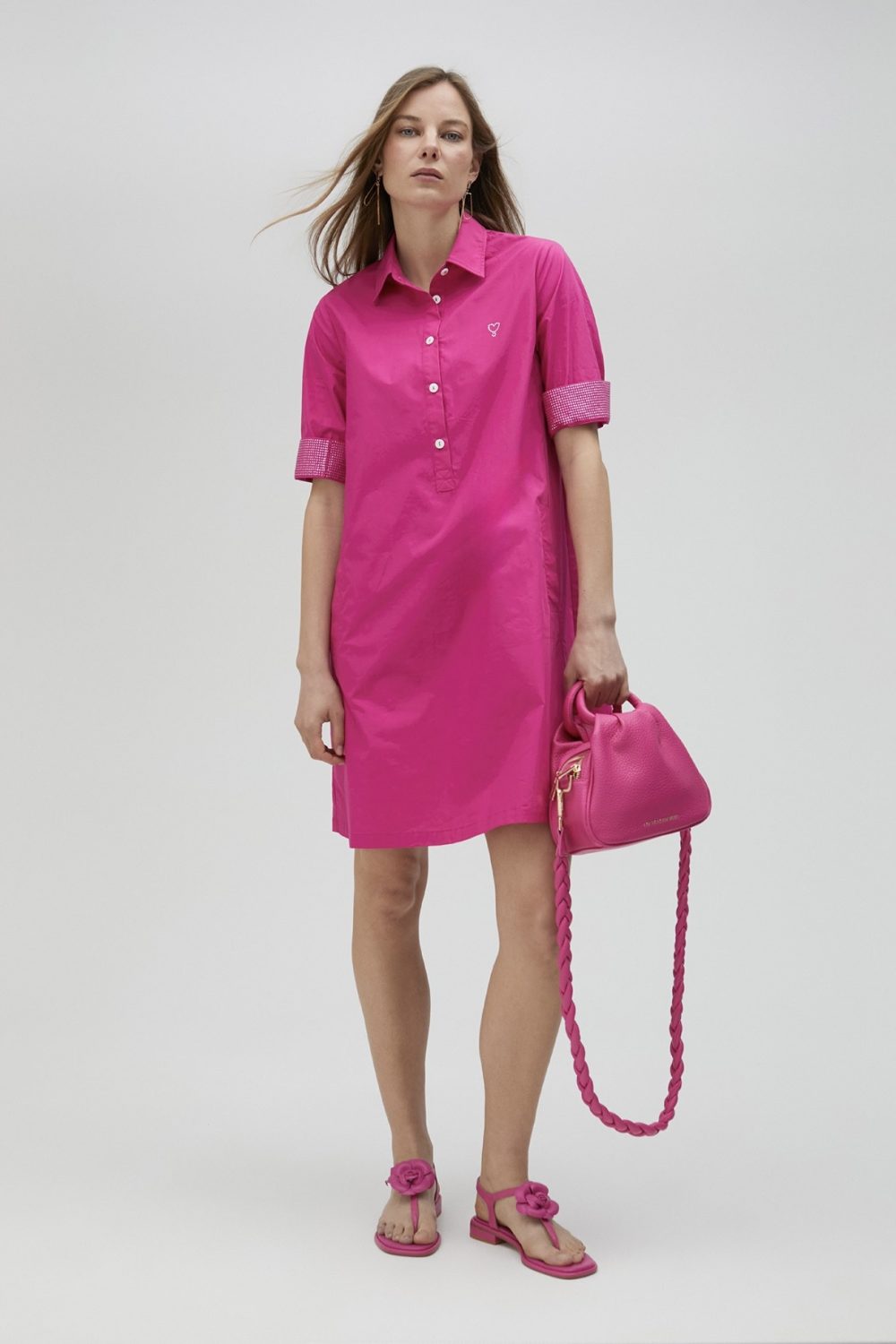 Poplin Dress With Rhinestone Details