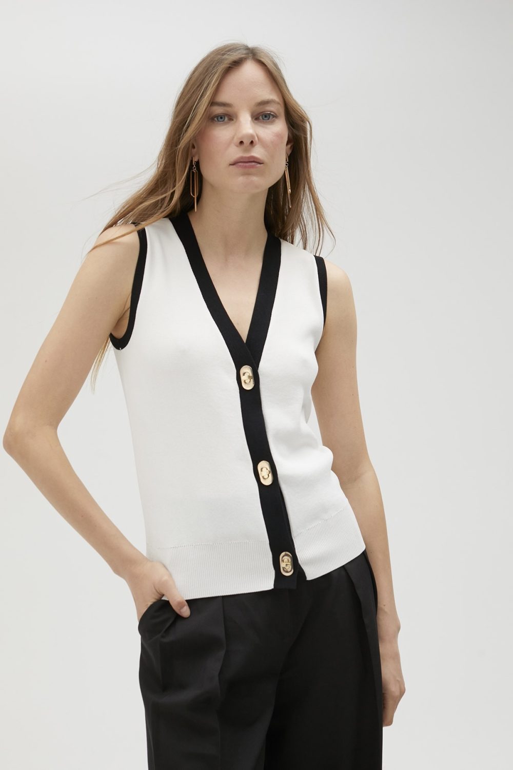 Black & White Knit Vest