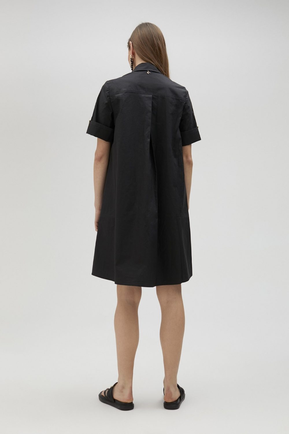 Poplin Black Mini Shirt Dress