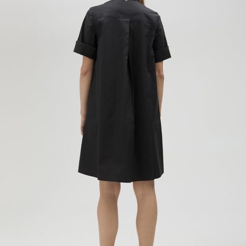 Poplin Black Mini Shirt Dress