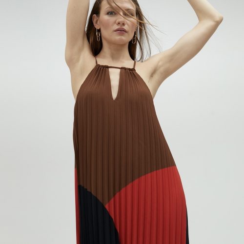 Three-Tone Pink Pleated Dress