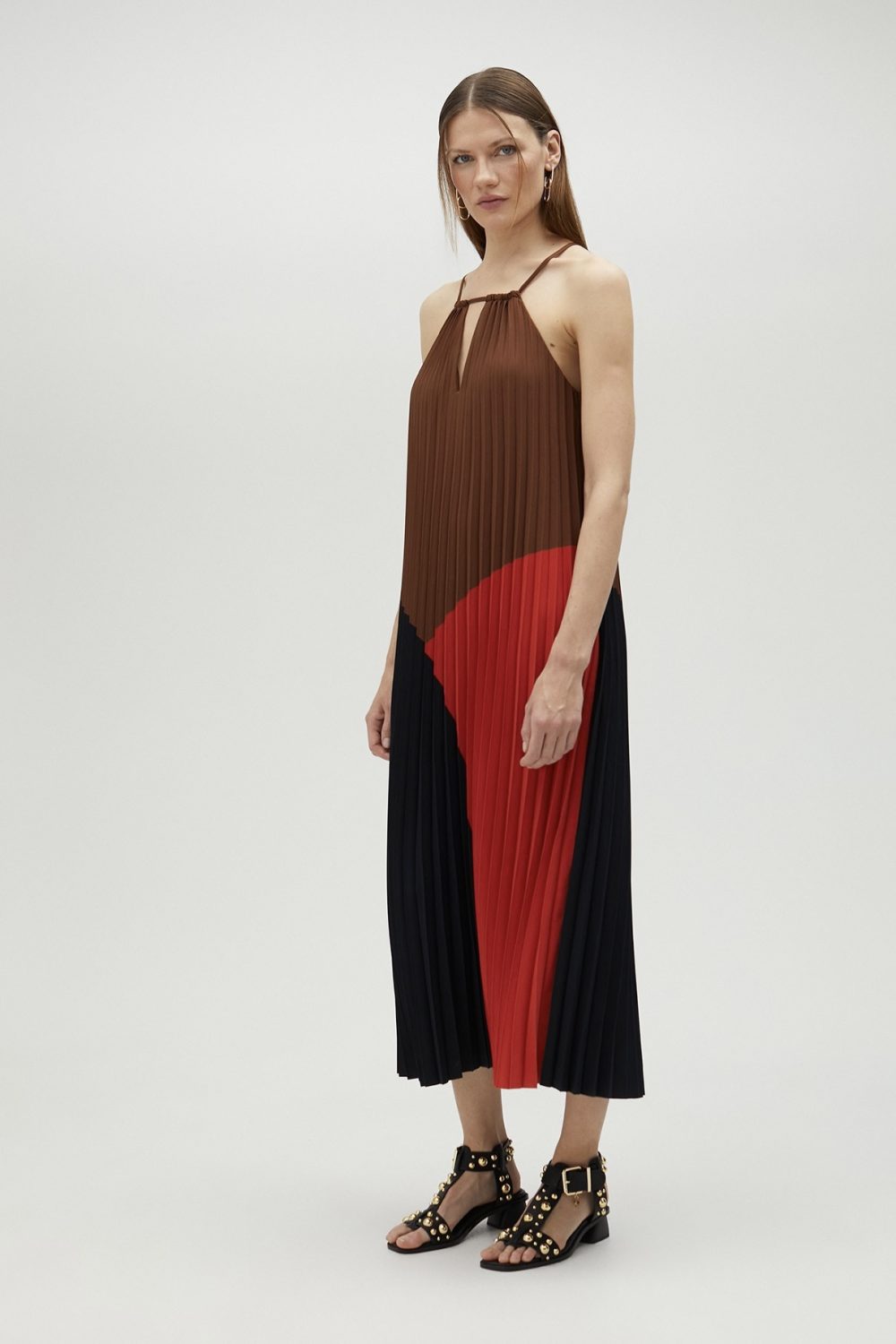 Three-Tone Pink Pleated Dress