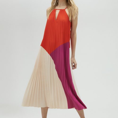 Three-Tone Pink Pleated Dress