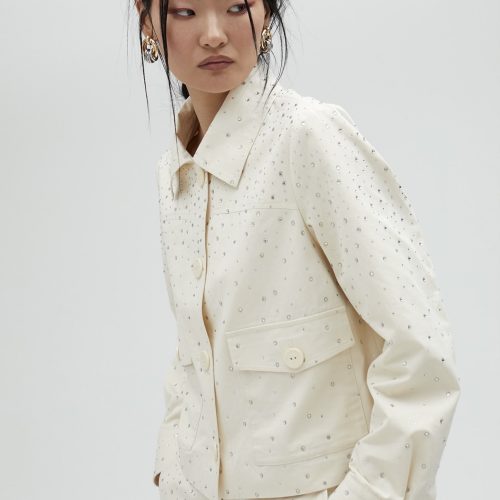 Denim Jacket With Rhinestone Detail