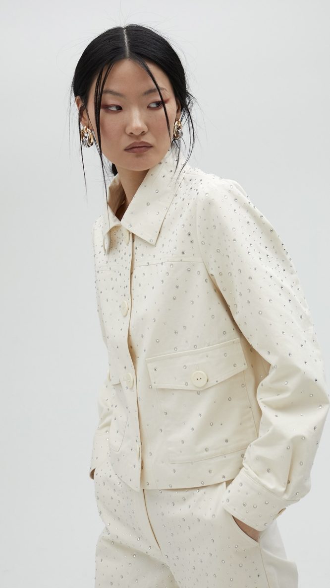 Denim Jacket With Rhinestone Detail