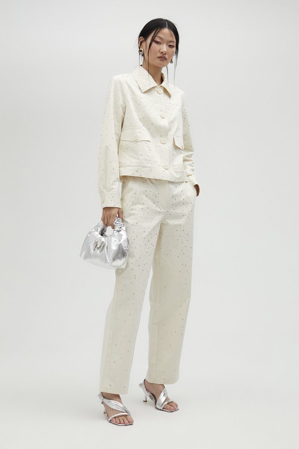 Denim Jacket With Rhinestone Detail