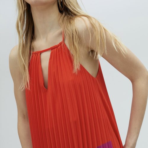 Three-Tone Pink Pleated Dress