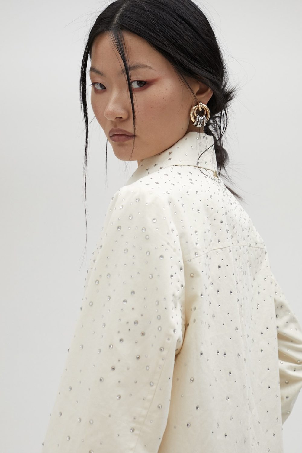 Denim Jacket With Rhinestone Detail