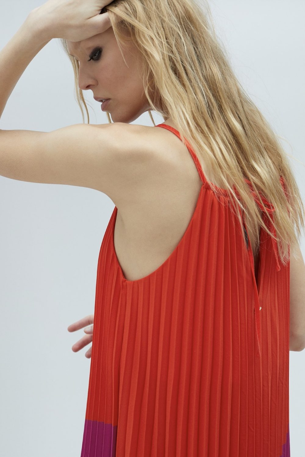 Three-Tone Pink Pleated Dress