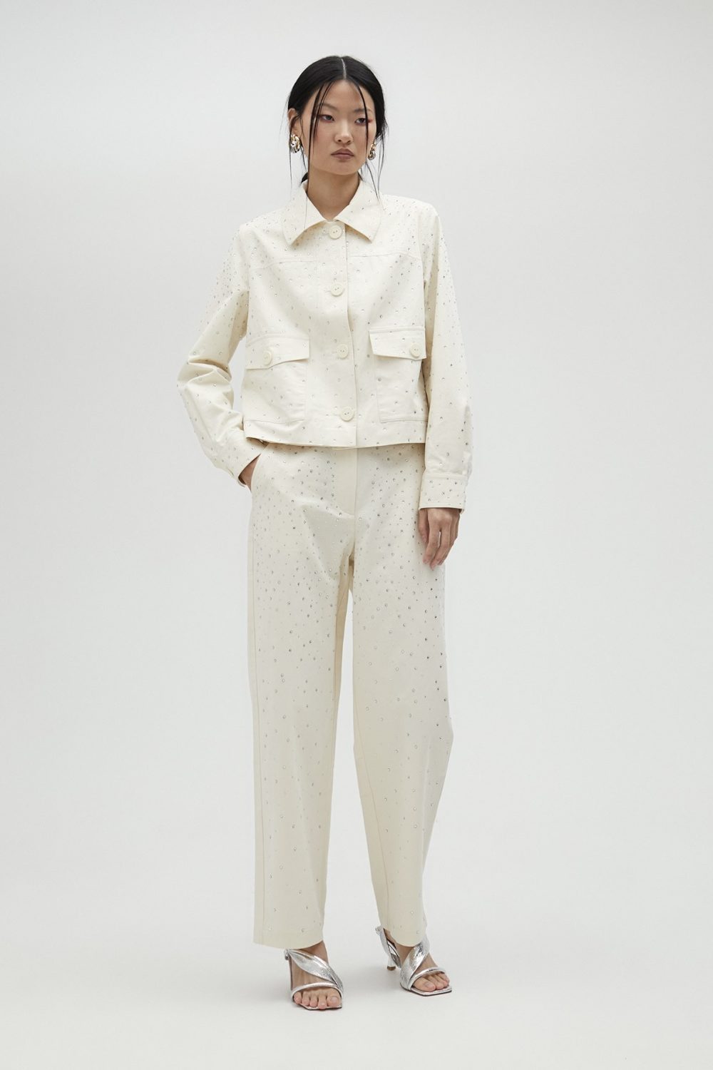 Denim Jacket With Rhinestone Detail